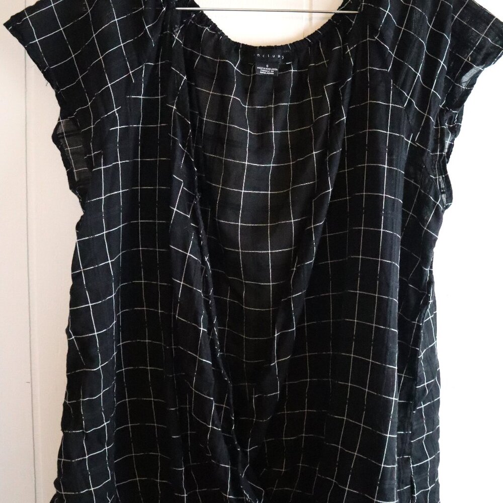 Sanctuary Black White Faux Wrap Cap Sleeve Womens Small Dark Academia